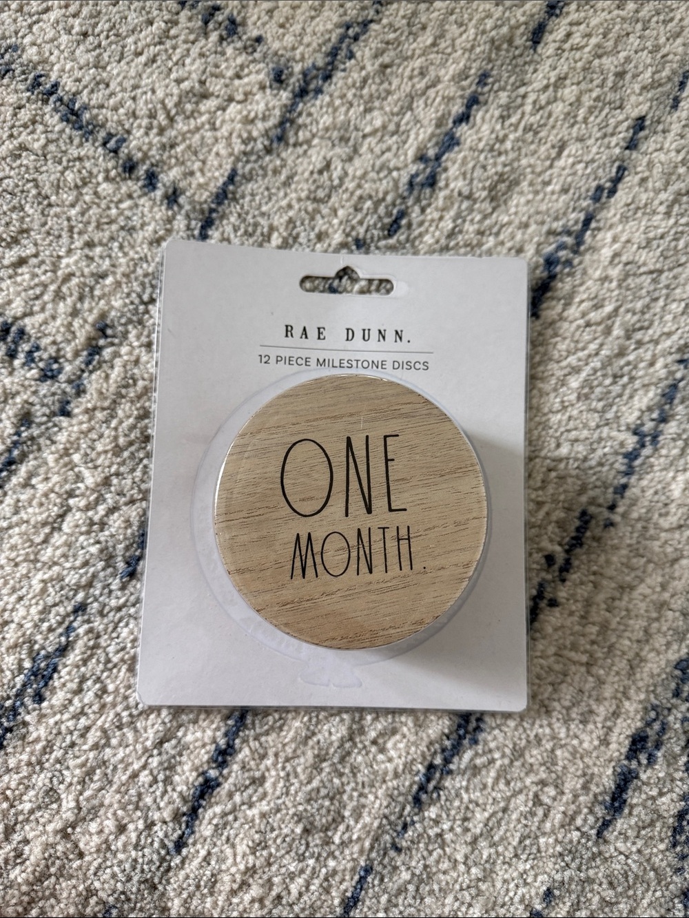 Rae Dunn Natural Wood MONTH Milestone Disc with Black Text